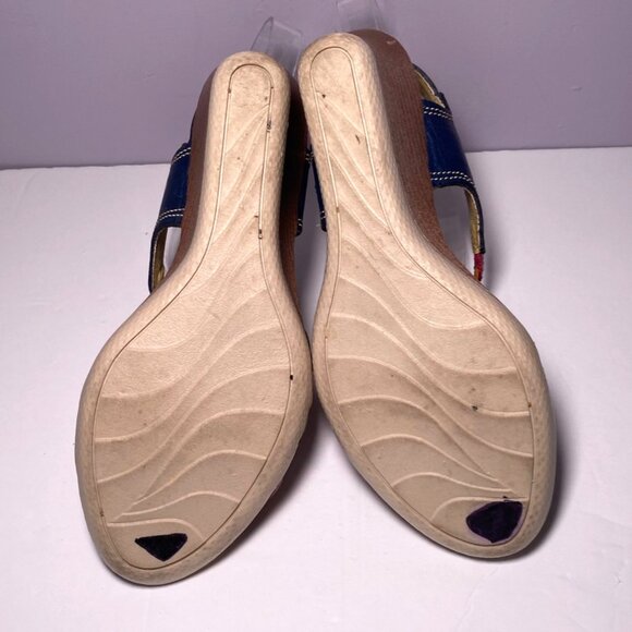 Womens Multicolor Woven Leather Ankle Strap Wedge Sandals Sz 4 Boho Indie Mexico - Picture 9 of 9